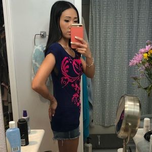 Express Tops - Express burnout Yoga top navy/hot pink Express Tops - Express burnout Yoga top navy/hot pink
